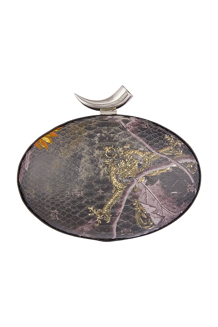 Multi Colored Embroidered Printed Oval Clutch by Rocky Star at Pernia's Pop Up Shop