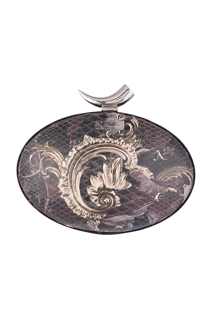 Multi Colored Printed & Embroidered Oval Clutch by Rocky Star at Pernia's Pop Up Shop