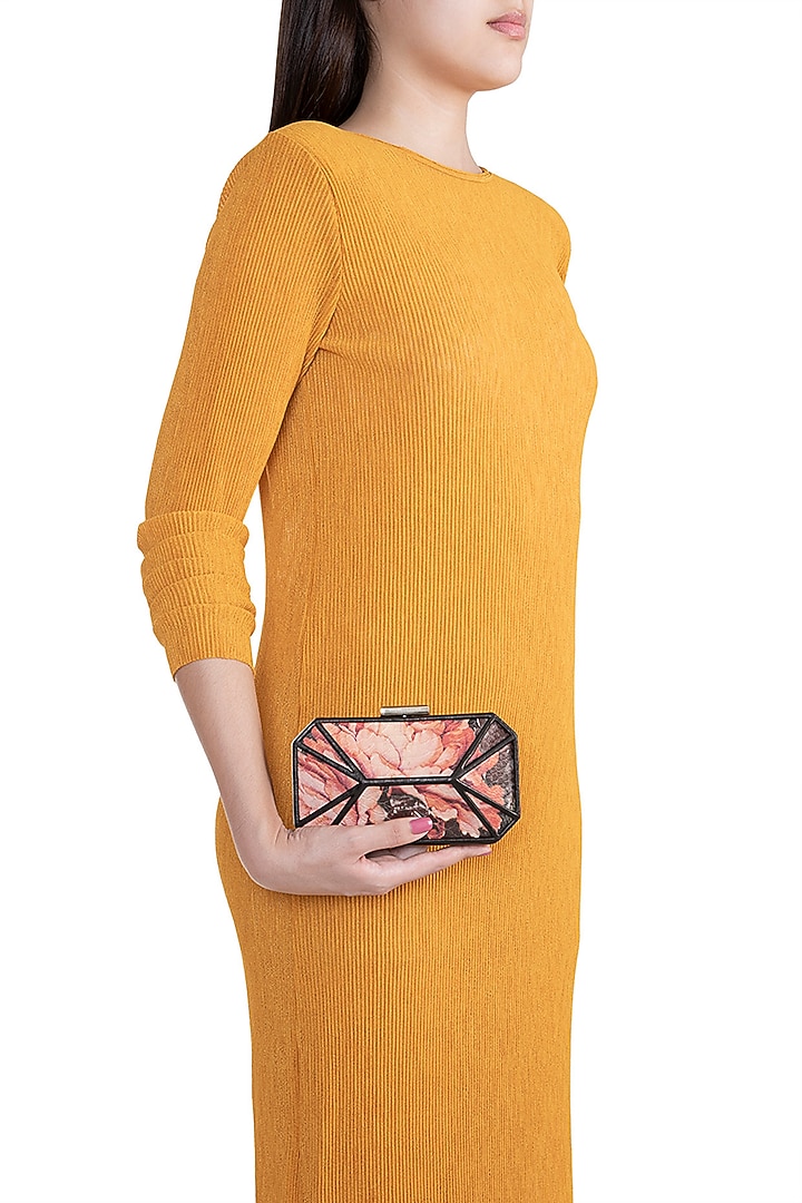 Multi Colored Embroidered & Printed Square Clutch by Rocky Star at Pernia's Pop Up Shop