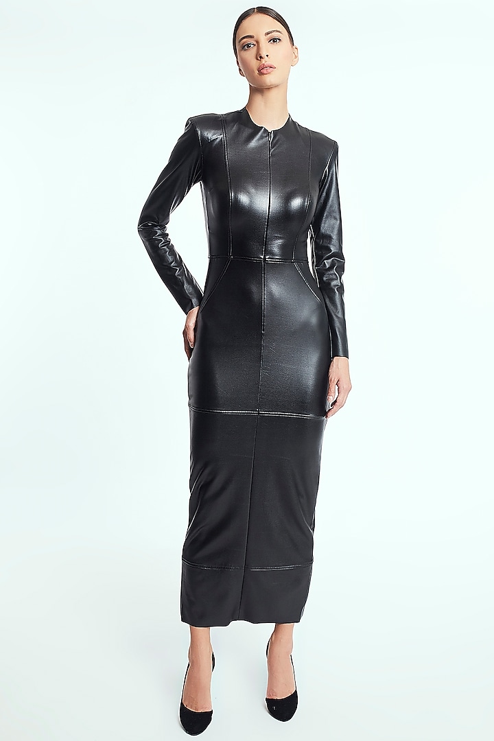 Black Faux Leather Dress by Rocky Star