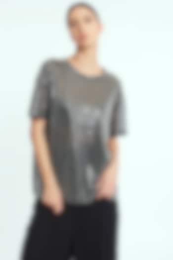 Grey Sequins Embroidered Top by Rocky Star