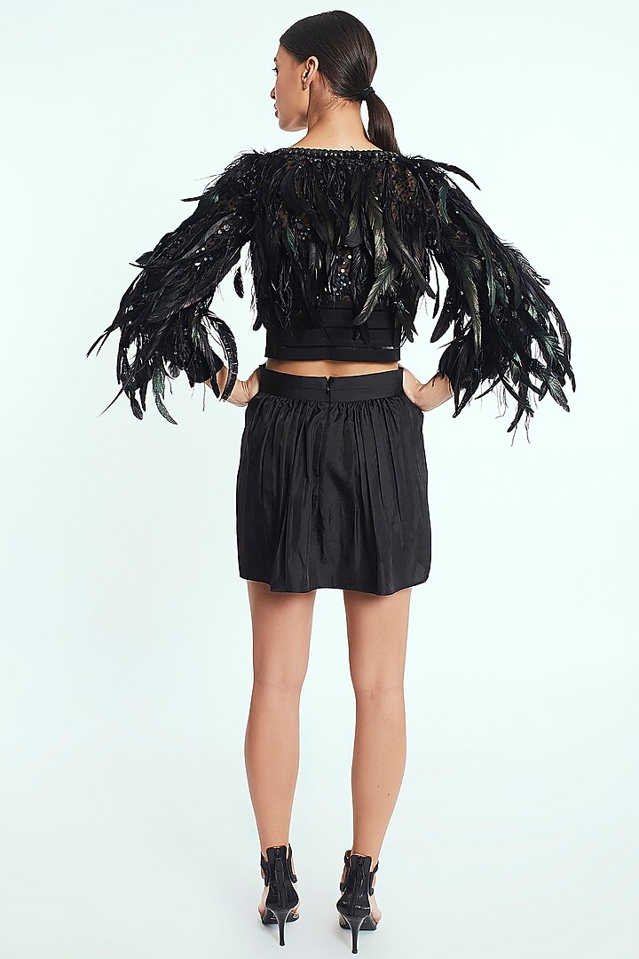 Black Polyester Handcrafted Mini Party Wear Dress by Rocky Star at Pernia's Pop Up Shop