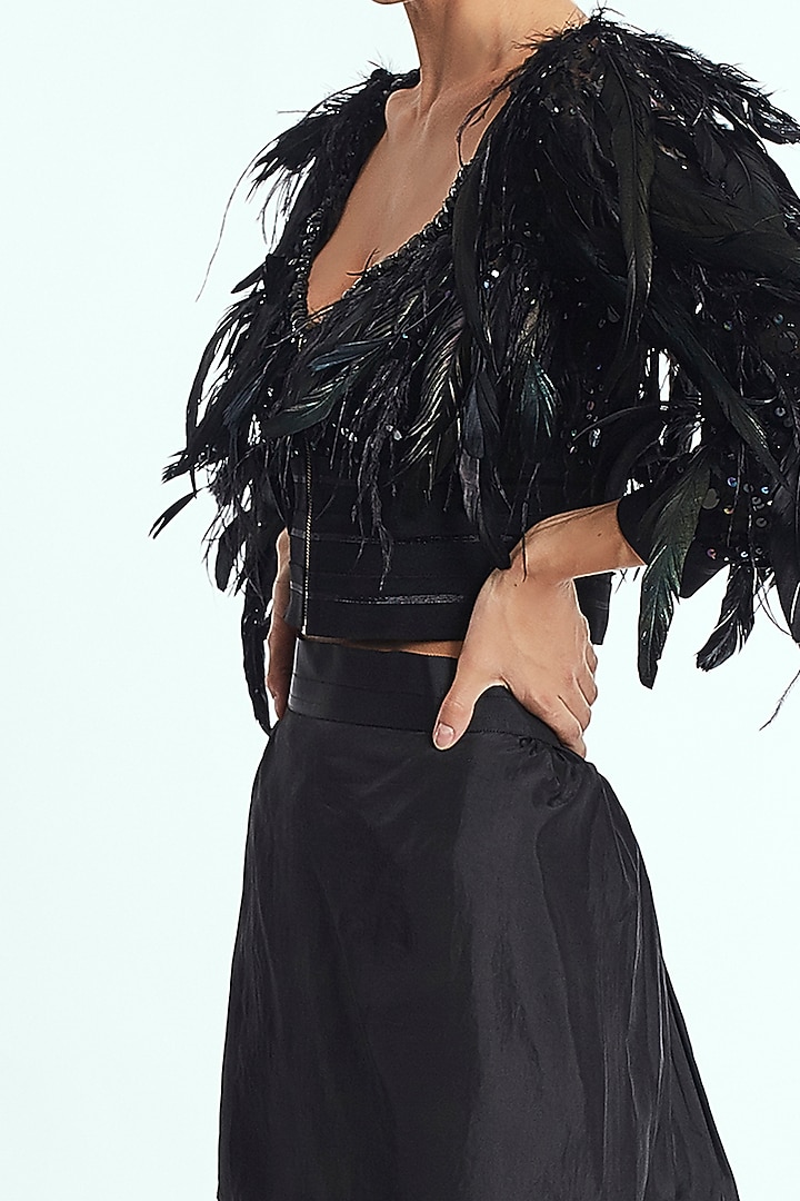 Black Polyester Handcrafted Mini Party Wear Dress by Rocky Star at Pernia's Pop Up Shop