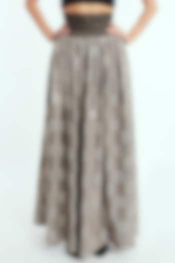 Beige Sequins Midi Skirt by Rocky Star