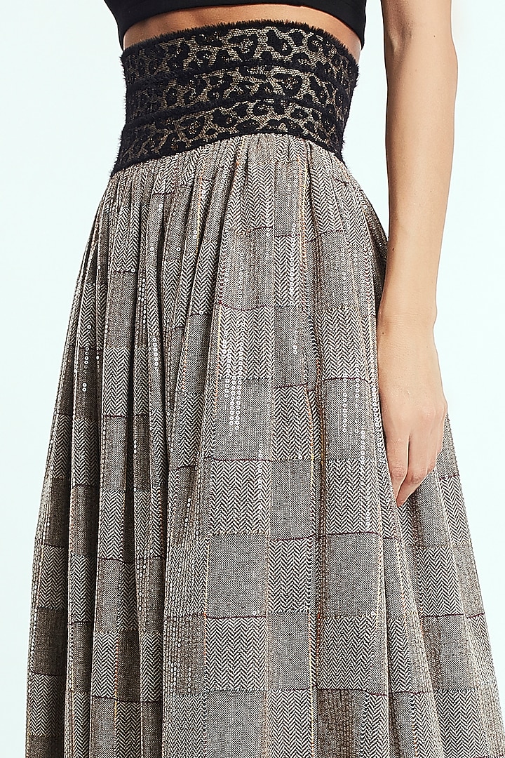 Beige Sequins Midi Skirt by Rocky Star at Pernia's Pop Up Shop