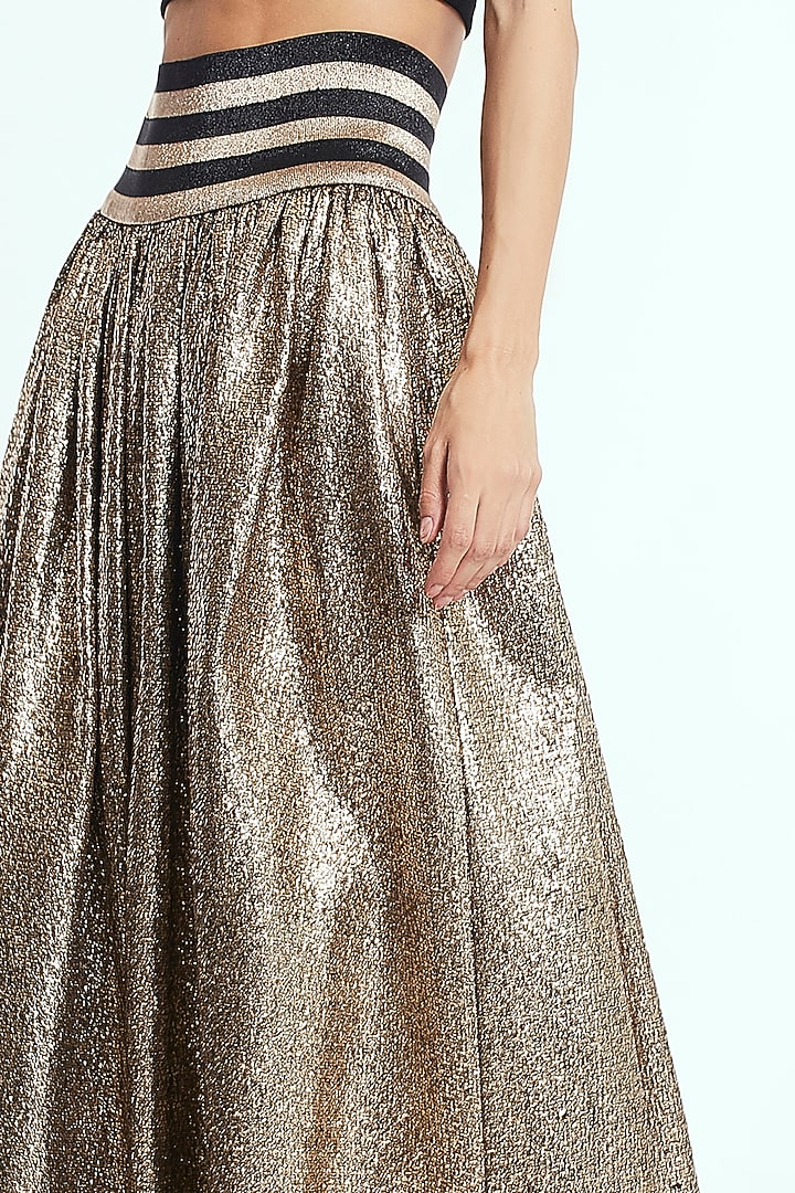 Gold Polyester Midi Skirt by Rocky Star at Pernia's Pop Up Shop
