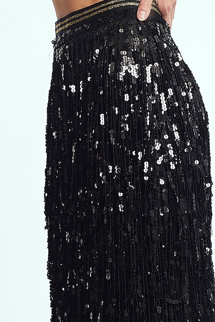 Black & Gold Midi Skirt With Ruffles by Rocky Star at Pernia's Pop Up Shop