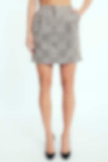 Beige Sequins Mini Skirt by Rocky Star