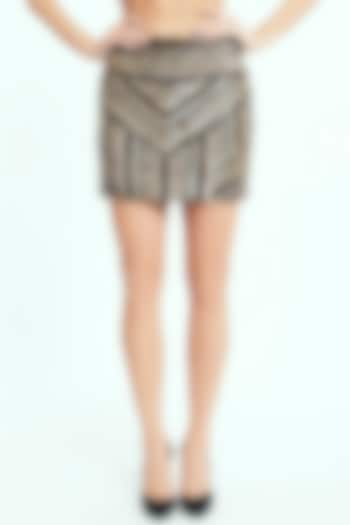 Black Handcrafted Beaded Mini Skirt by Rocky Star