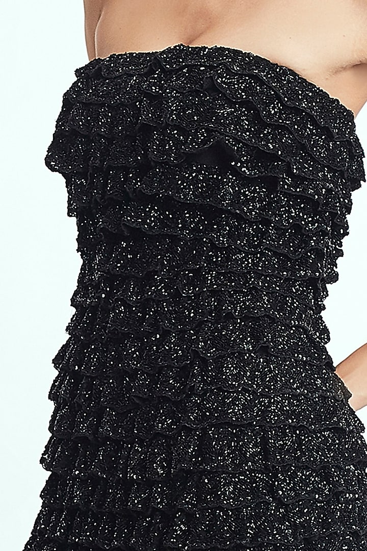 Black Sequin Handcrafted Mini Party Wear Dress by Rocky Star at Pernia's Pop Up Shop