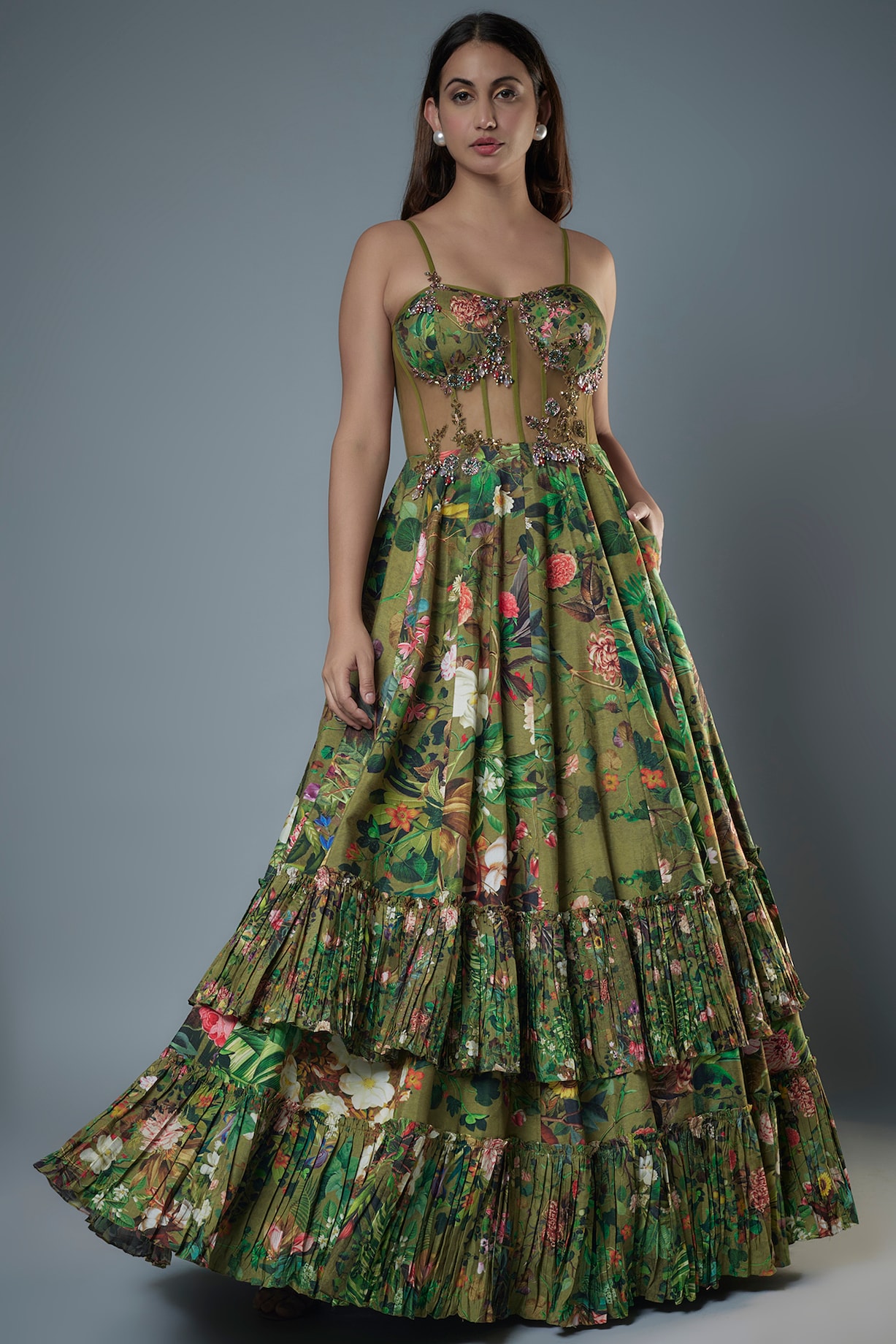 green emerald velvet dress NAOW-566 – Green Raw Silk Pakistani Dress with Handwork & Dupatta
