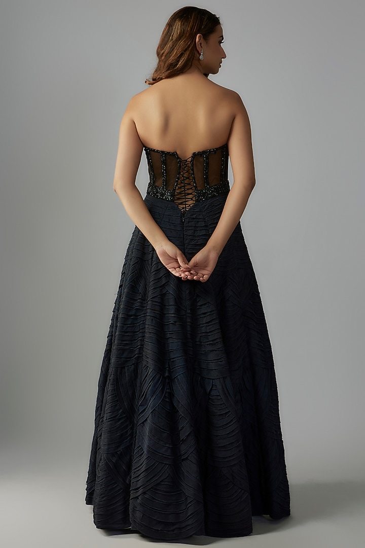 Black Net Sequins Embroidered Wedding Gown by Rocky Star at Pernia's Pop Up Shop