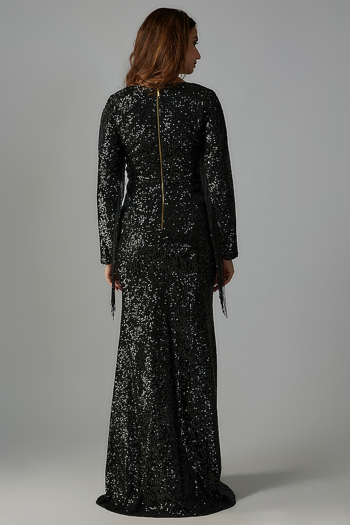 Black Net Sequins Embroidered Wedding Gown by Rocky Star at Pernia's Pop Up Shop