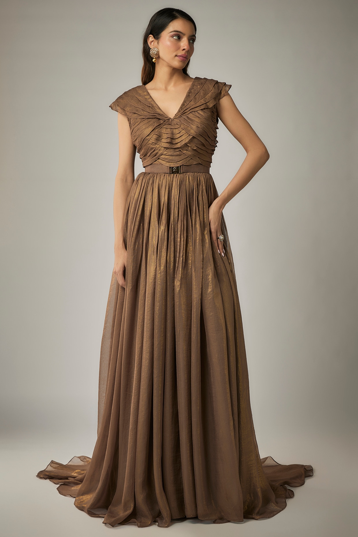 Rachel Zoe Rosalee Gold Foil Metallic Gown | Lyst