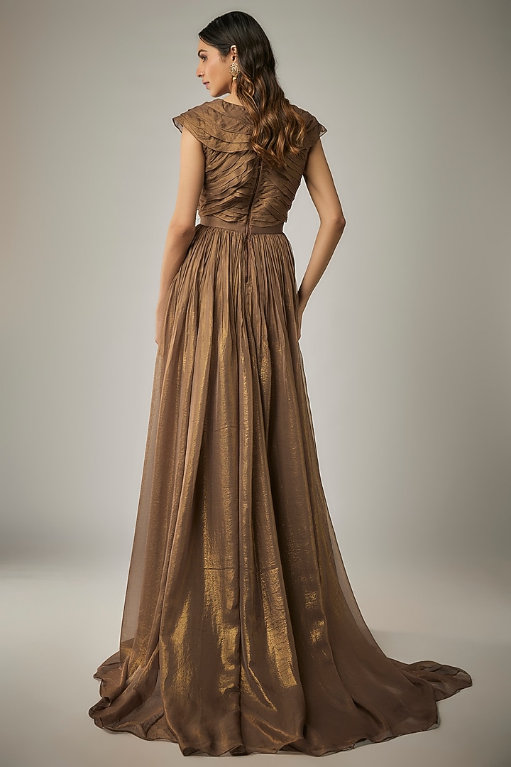 Metallic Copper Georgette Engagement Gown by Rocky Star at Pernia's Pop Up Shop