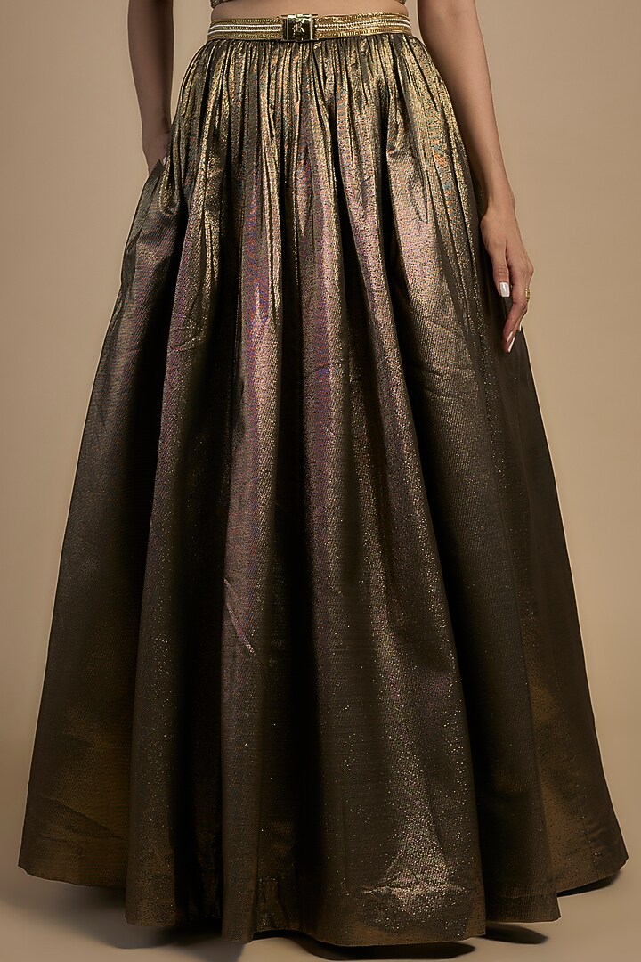Gold Skin Net & Poly Lurex Embroidered Wedding Lehenga Set by Rocky Star at Pernia's Pop Up Shop