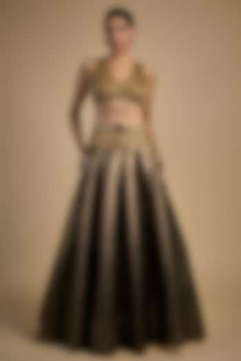 Gold Skin Net & Poly Lurex Embroidered Wedding Lehenga Set by Rocky Star at Pernia's Pop Up Shop