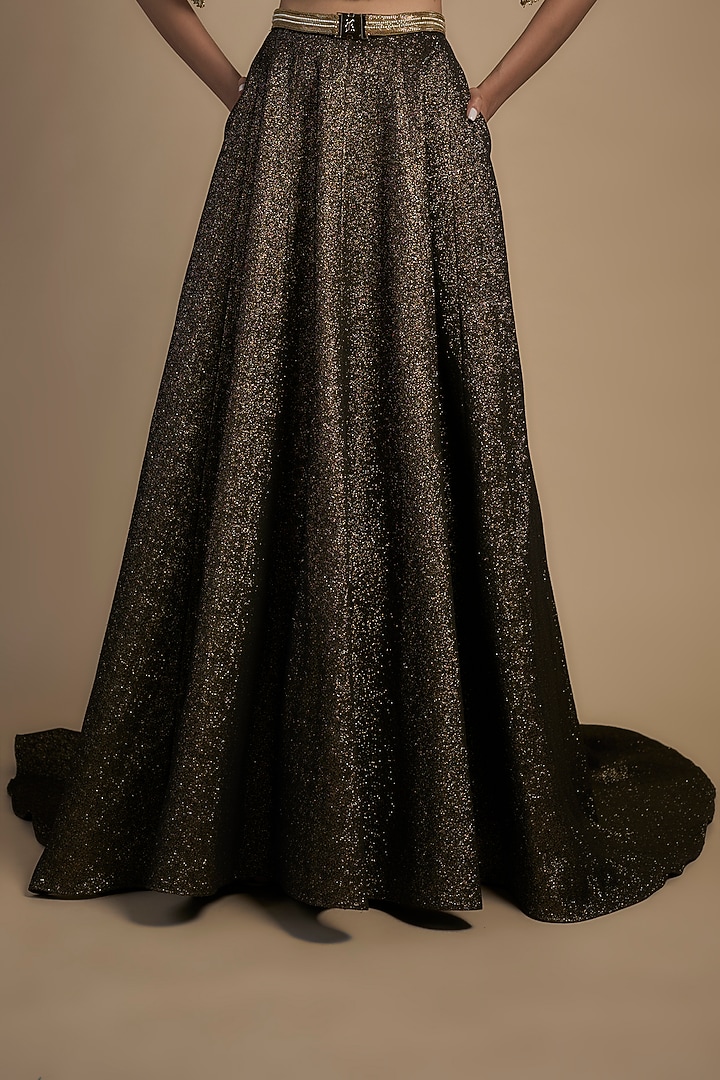 Gold Skin Net & Poly Lurex Embroidered Wedding Lehenga Set by Rocky Star at Pernia's Pop Up Shop