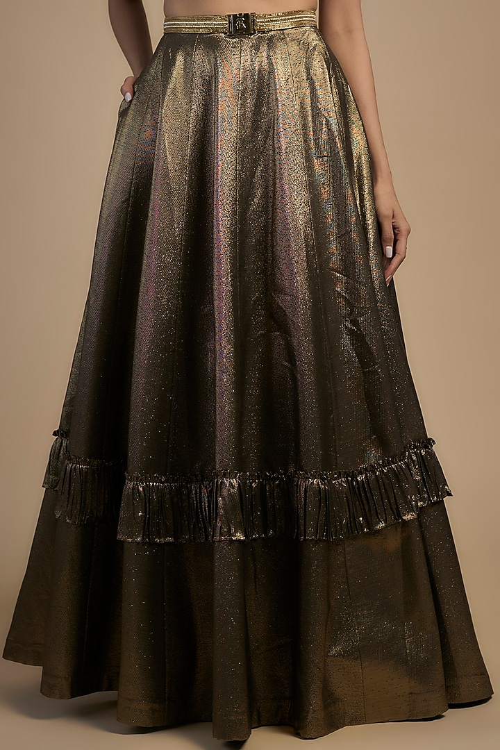 Gold Skin Net & Poly Lurex Embroidered Wedding Lehenga Set by Rocky Star at Pernia's Pop Up Shop