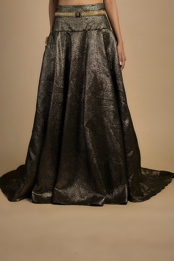 Gold Skin Net & Poly Lurex Embroidered Wedding Lehenga Set by Rocky Star at Pernia's Pop Up Shop