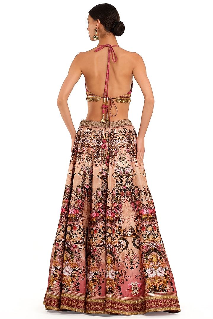 Pink Raw Silk Printed Wedding Lehenga Set by Rocky Star at Pernia's Pop Up Shop