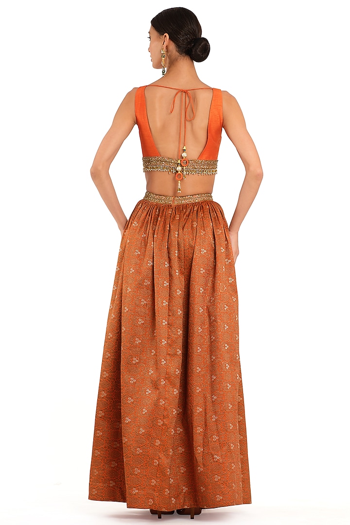 Orange Brocade Embroidered Wedding Lehenga Set by Rocky Star at Pernia's Pop Up Shop