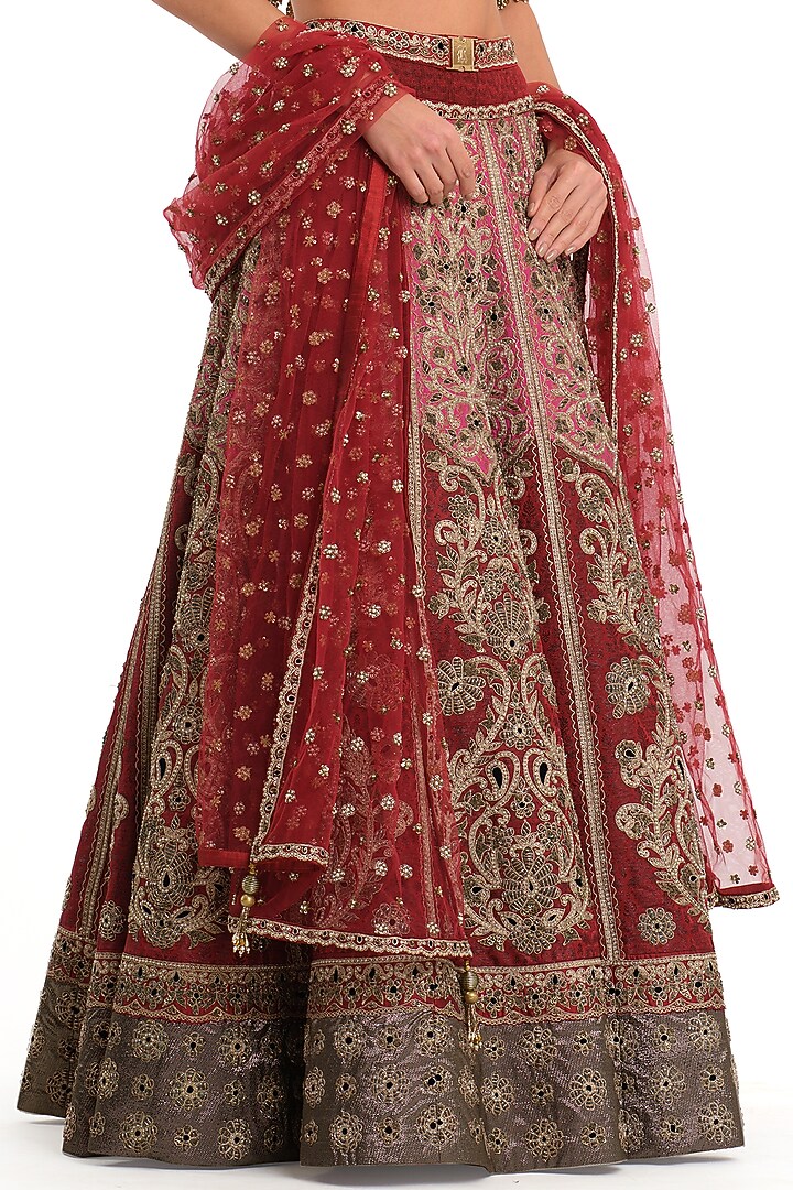 Multi-Colored Brocade Embroidered Bridal Lehenga Set by Rocky Star at Pernia's Pop Up Shop