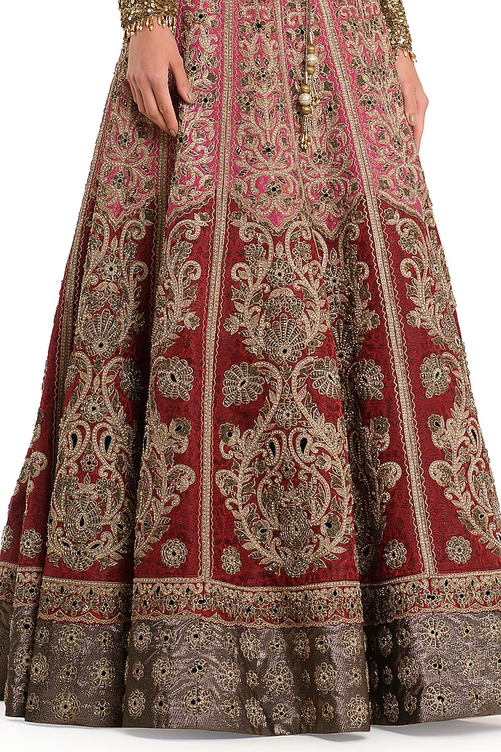 Multi-Colored Brocade Embroidered Jacket Bridal Lehenga Set by Rocky Star at Pernia's Pop Up Shop