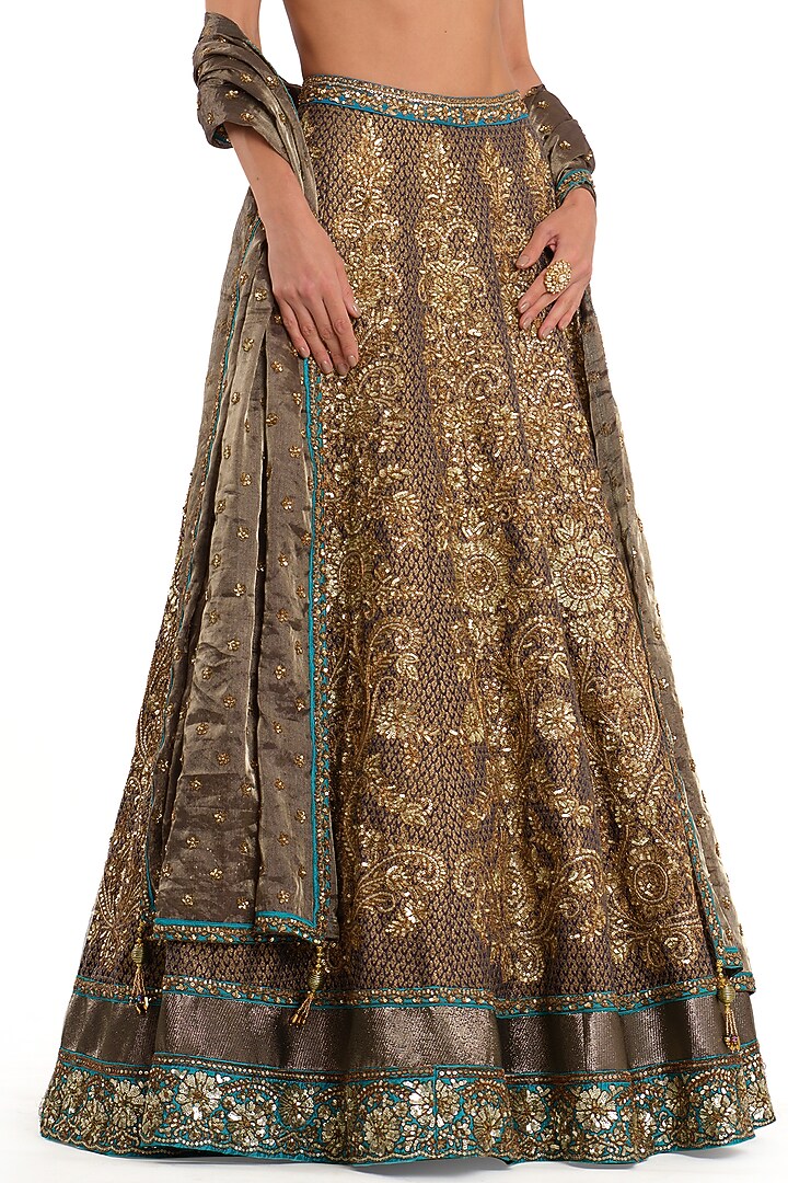 Multi-Colored Brocade Embroidered Bridal Lehenga Set by Rocky Star at Pernia's Pop Up Shop