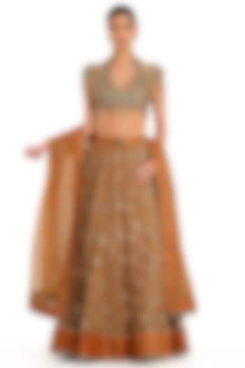 Rustic Orange Tissue Bridal Lehenga Set by Rocky Star at Pernia's Pop Up Shop