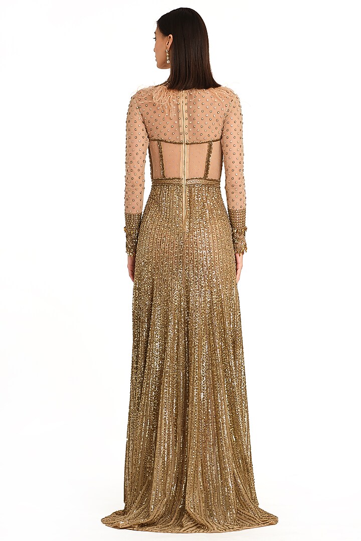 Gold Net Embroidered Bridal Gown by Rocky Star at Pernia's Pop Up Shop
