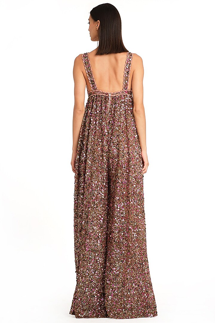Multi-Colored Net Embroidered Jumpsuit by Rocky Star at Pernia's Pop Up Shop