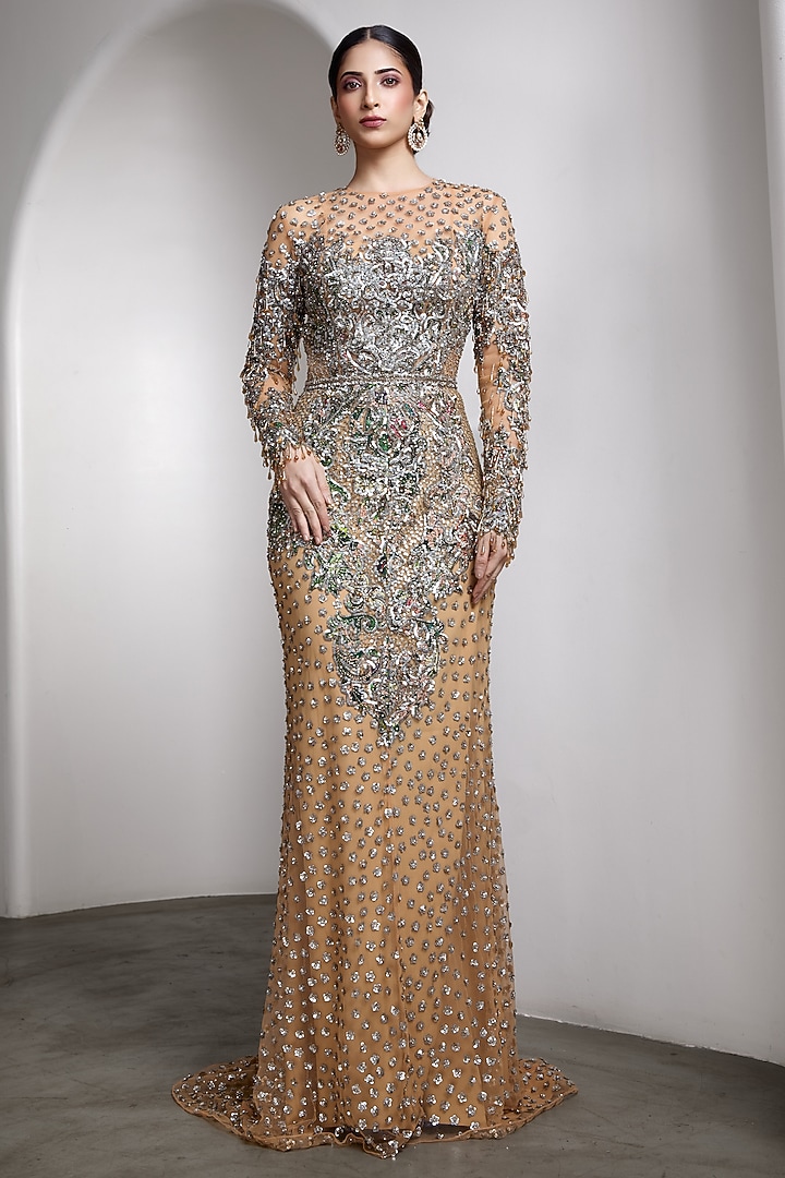Nude Net Hand Embroidered Bridal Gown by Rocky Star at Pernia's Pop Up Shop