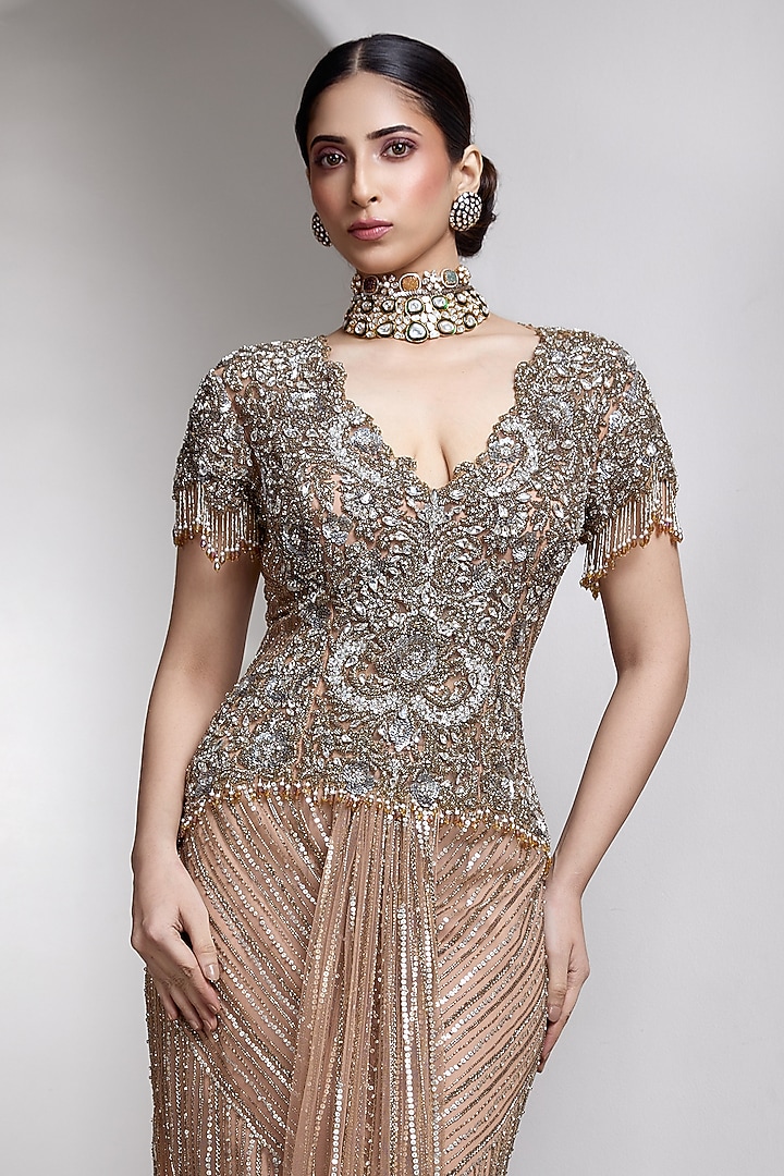 Nude Net Hand Embroidered Bridal Gown by Rocky Star at Pernia's Pop Up Shop