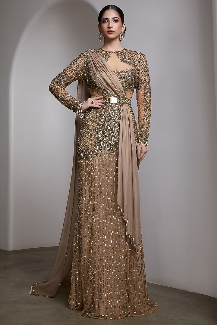 Nude Net Hand Embroidered Bridal Gown by Rocky Star at Pernia's Pop Up Shop