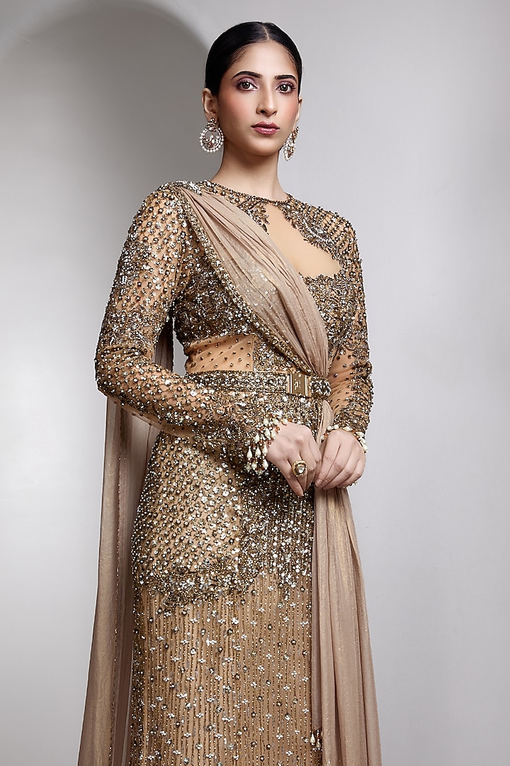 Nude Net Hand Embroidered Bridal Gown by Rocky Star at Pernia's Pop Up Shop