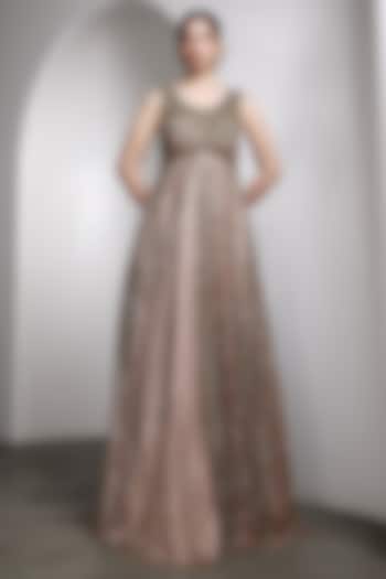 Pink Net Hand Embellished Bridal Gown by Rocky Star at Pernia's Pop Up Shop