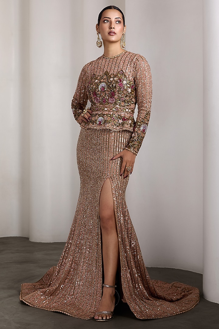 Nude Net Hand Embroidered Bridal Gown by Rocky Star at Pernia's Pop Up Shop
