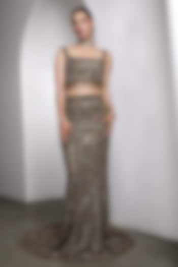 Green Net Hand Embellished Bridal Lehenga Set by Rocky Star at Pernia's Pop Up Shop