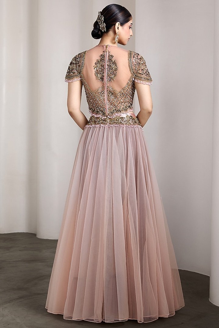 Pink Tulle Bridal Lehenga Set by Rocky Star at Pernia's Pop Up Shop