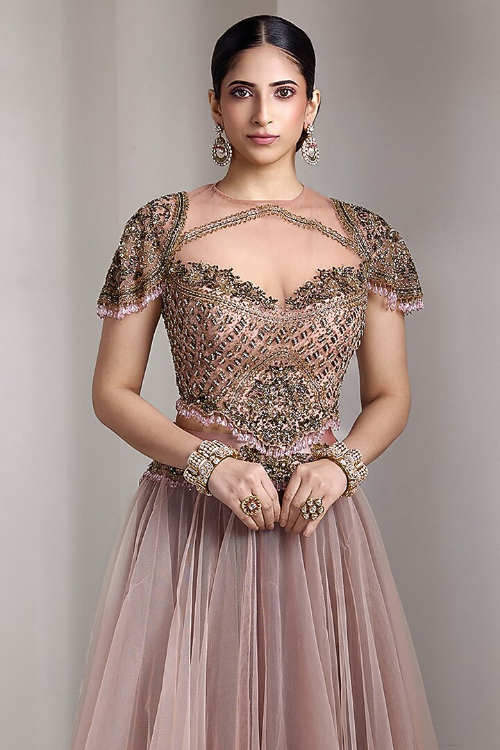 Pink Tulle Bridal Lehenga Set by Rocky Star at Pernia's Pop Up Shop
