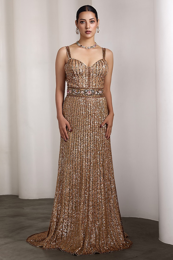 Nude Net Hand Embellished Bridal Gown by Rocky Star at Pernia's Pop Up Shop