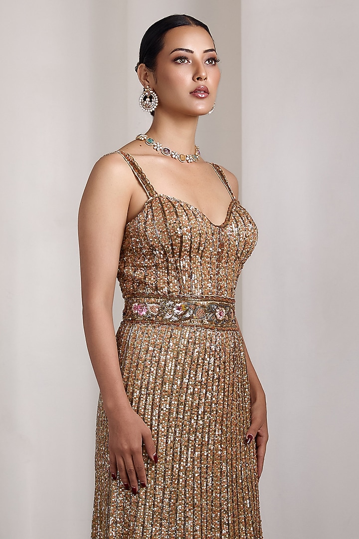 Nude Net Hand Embellished Bridal Gown by Rocky Star at Pernia's Pop Up Shop