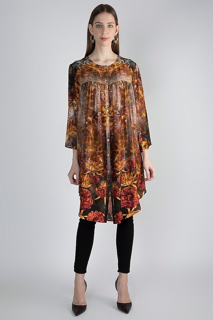 Multi Colored Tunic With Digital Print by Rocky Star