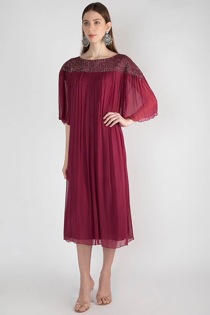 Maroon Embroidered Tunic by Rocky Star