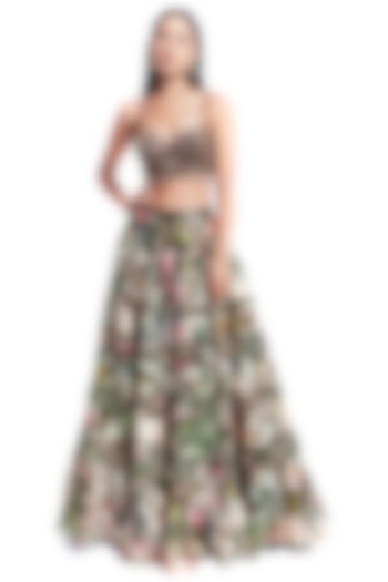 Multi Colored Botanical Printed Frill Skirt Set by Rocky Star