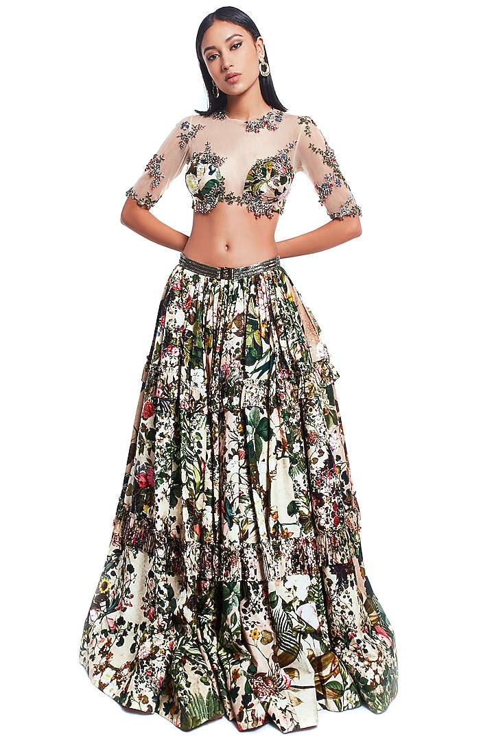 Multi Colored Printed Skirt Set by Rocky Star