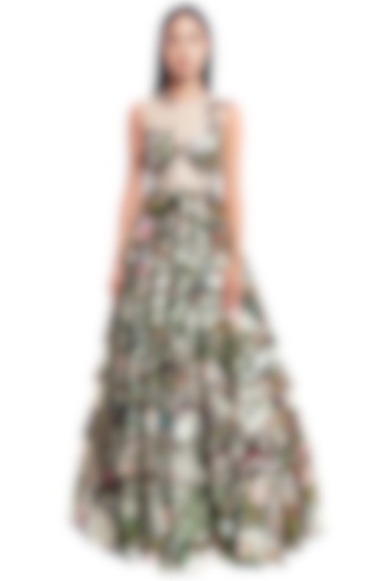 Multi Colored Printed Gown by Rocky Star
