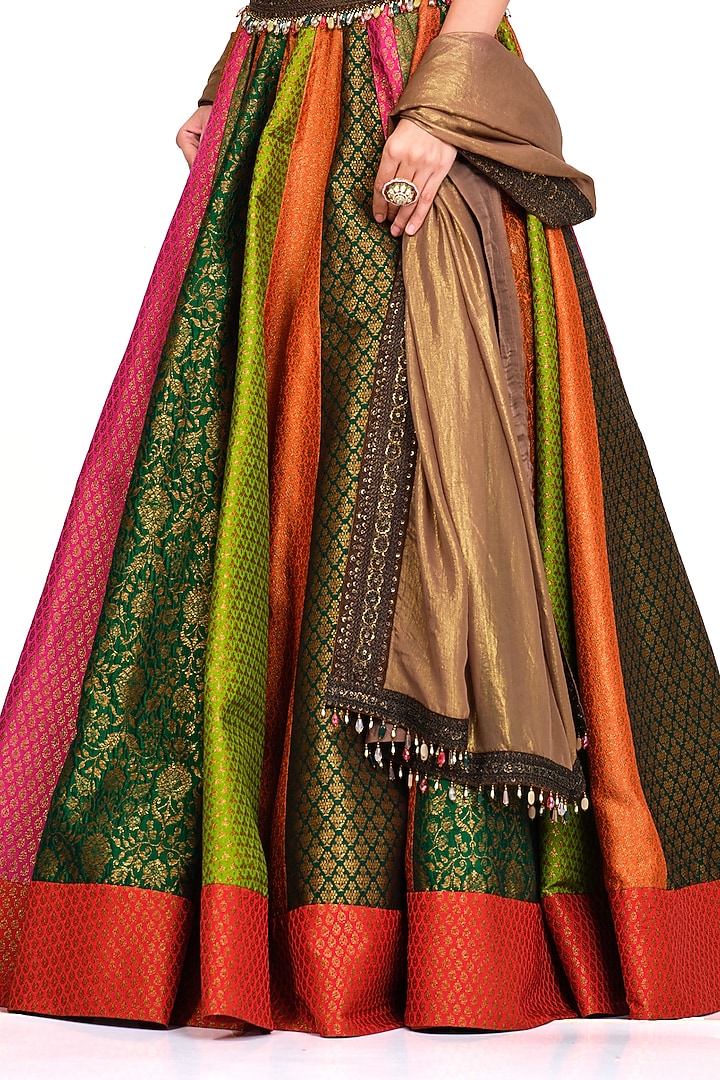 Multi-Coloured Embroidered Bridal Lehenga Set by Rocky Star at Pernia's Pop Up Shop