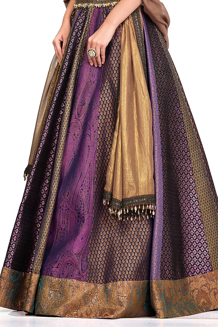 Multi-Coloured Brocade Bridal Lehenga Set by Rocky Star at Pernia's Pop Up Shop